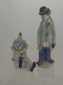 Two Lladro Figures depicting Clowns, nr 5842 and 5472, approx 15 cms high.