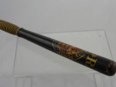 A Victorian Police Truncheon, emblazoned with gild VR and Royal Coat of Arms.