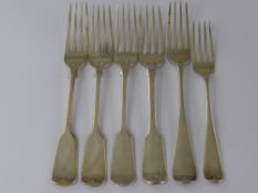 Six Silver Small Forks, three Sheffield hallmark, one dated 1899 and two dated 1903 mm J.R with
