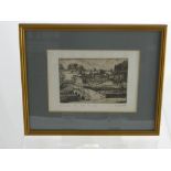 Two Miniature Etchings signed in pencil H. Barnett, Views of Painswick and Arlington Row from the
