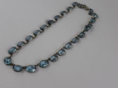 A Vintage Sterling Silver and Blue Glass Graduated Stone Necklace, approx 45 cms long, small stone