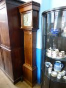 A Long Case Thirty Hour Grandfather Clock,  signed R. Moxham, Coleford, enamel face hand painted