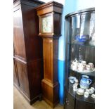 A Long Case Thirty Hour Grandfather Clock,  signed R. Moxham, Coleford, enamel face hand painted