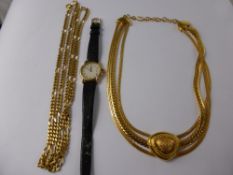 Miscellaneous Costume Jewellery, including two necklaces and a Raymond Weil gold plated watch.