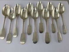 Eleven Victorian Dessert Spoons, dated 1839, mm WRS, monogrammed, approx 480 gms.