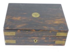 A Coromandel Box with brass banding and lock plate, approx 24 x 18 x 9 cms