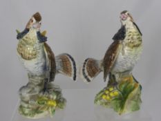 A Pair of Late 19th Century Models of Capercaillie, hand painted on oval bases, unmarked, approx