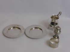 A Collection of Miscellaneous Silver, including two pin dishes, cream jug, pepper, napkin ring