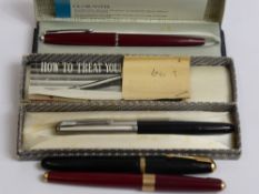 A Collection of Vintage Parker Pens, including Parker 51 in original box with receipt and Parker