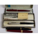 A Collection of Vintage Parker Pens, including Parker 51 in original box with receipt and Parker