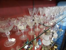 A Collection of Vintage Bohemian Cut Crystal Glasses, to include ten red wine glasses, fourteen