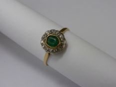 A Lady's 18 ct Gold and Platinum Emerald and Diamond Ring,  Size M, approx 1.6 gms