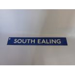 London Underground Enamel Sign, depicting 'South Ealing'.
