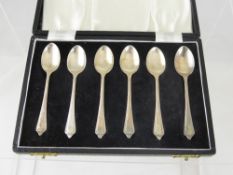A Set of Silver Coffee Spoons in the original presentation box  with two Silver Sugar Nips,