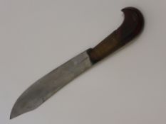 A 19th Century Bowie Knife, wire bound wooden handle and hand forged blade measuring approx 27 cms.