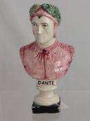 A 19th Century Staffordshire Bust of Dante, approx 21 cms high.