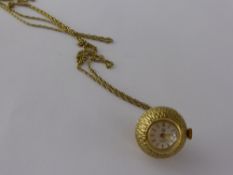 A KH Incabloc 17 Jewel 14 K Gold Pendant Watch, on chain approx 18.5 gms.