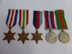 A Box of Five Medals, including the George VI France and Germany Star, George VI The Italy Star