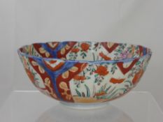 A Japanese Satsuma Fruit Bowl, hand painted with floral sprays and butterflies, approx 24 x 13