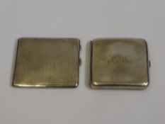 Two Silver Cigarette Cases, one engine turned with Birmingham hallmark dd 1928/29, together with a