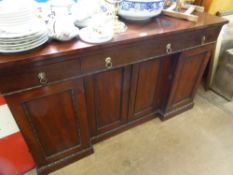 An Antique Mahogany Sideboard, approx 152 x 54 x 90 cms, one long and two short drawers, lions
