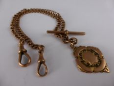 A Gentleman's 9 ct Rose Gold Fob Chain, with 9 ct shield fob, approx wt 34 gms.