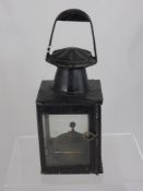 An Antique Cast Iron Coaching Lamp, with original glass.