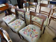 A Collection of Miscellaneous Antique Chairs, four with slat backs and turned front legs, two with