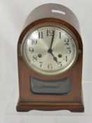 An Edwardian Oak Case Mantle Clock approx 30 cms high.