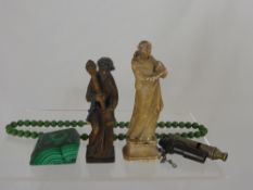 A Collection of Miscellaneous Items, including carved wooden figure of a religious character, a