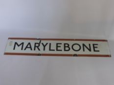 A London Underground Enamel Sign, depicting 'Marylebone'.