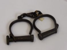 A Pair of WW1 Hyatt Model 2 M&C (Military & Civil) Handcuffs, marked with date 1915 and Military '
