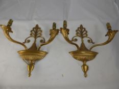 A Pair of Decorative Brass Wall Scones.