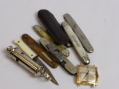 A Collection of Miscellaneous Items, including vintage pen knife, vintage Smith's wrist watch and