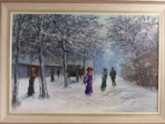 An Original Oil on Canvas, depicting a winter scene, signed Glenn.