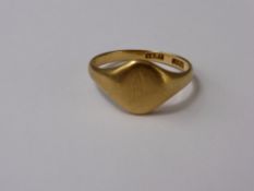 A Lady's 18ct Yellow Gold Signet Ring, size L, approx 3.8 gms.