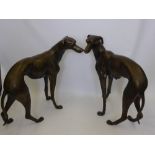 A Pair of Imposing Bronze Greyhound Dogs, approx 83 x 80 cms.