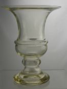 An Antique Bell Shaped Glass Vase, with pedestal shaped base approx 17 x 22 cms.