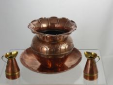 A Miscellaneous Collection of Copperware, including a kettle on stand, plate and vase amongst