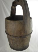 An Antique Wooden Well Water Pail, with suspension iron ring to top, approx 33 x 72 cms high.