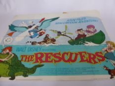 3 Original Disney Movie Quads 40”x30” (Folded) comprising: The Rescuers - Version 1 (1976), The