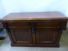 A Victorian Mahogany Chiffonier, with two cupboards beneath, approx 135 x 45 x 89 cms.