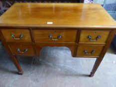 An Edwardian Lady's Kneehole Desk, the desk having three drawers to top with two under, approx 98