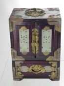A Chinese Four Drawer Jewellery Box in the form of a cabinet, approx 17 x 13 x 24 cms, the cabinet