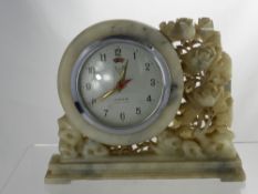 A Chinese Soap Stone Mantel Alarm Clock.