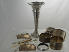 Miscellaneous Silver, including liquor labels for Sherry and Whisky, pickle fork, pen knife, swizzle