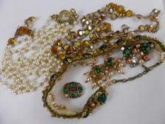 A Quantity of Miscellaneous Costume Jewellery, including simulated pearl double strand necklace,