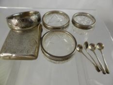 Miscellaneous Silver Items, including a pair of cut glass and silver salts Birmingham hallmark,