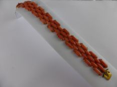 An Antique Pink Coral Bracelet, with 18 ct gold clasp and pins, approx 18 cms together with a