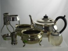 A Collection of Miscellaneous Silver and Silver Plate, including a bachelor's teapot, milk jug and
